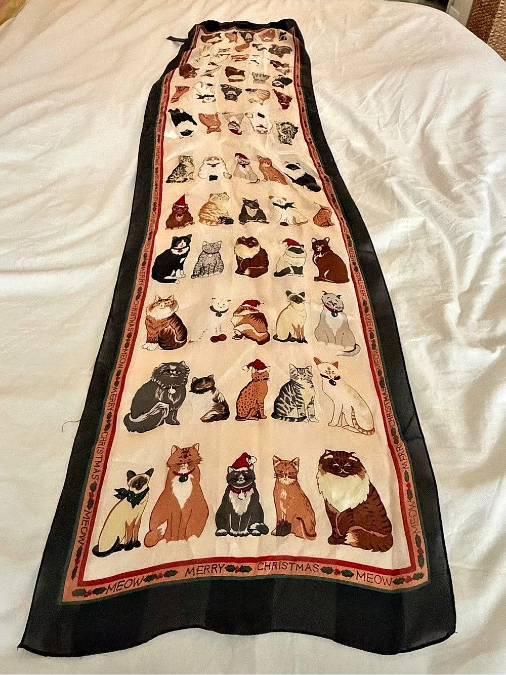 Cat Christmas Scarf Black & Red